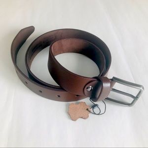 NWT Chocolate Brown Genuine Leather Pewter Belt